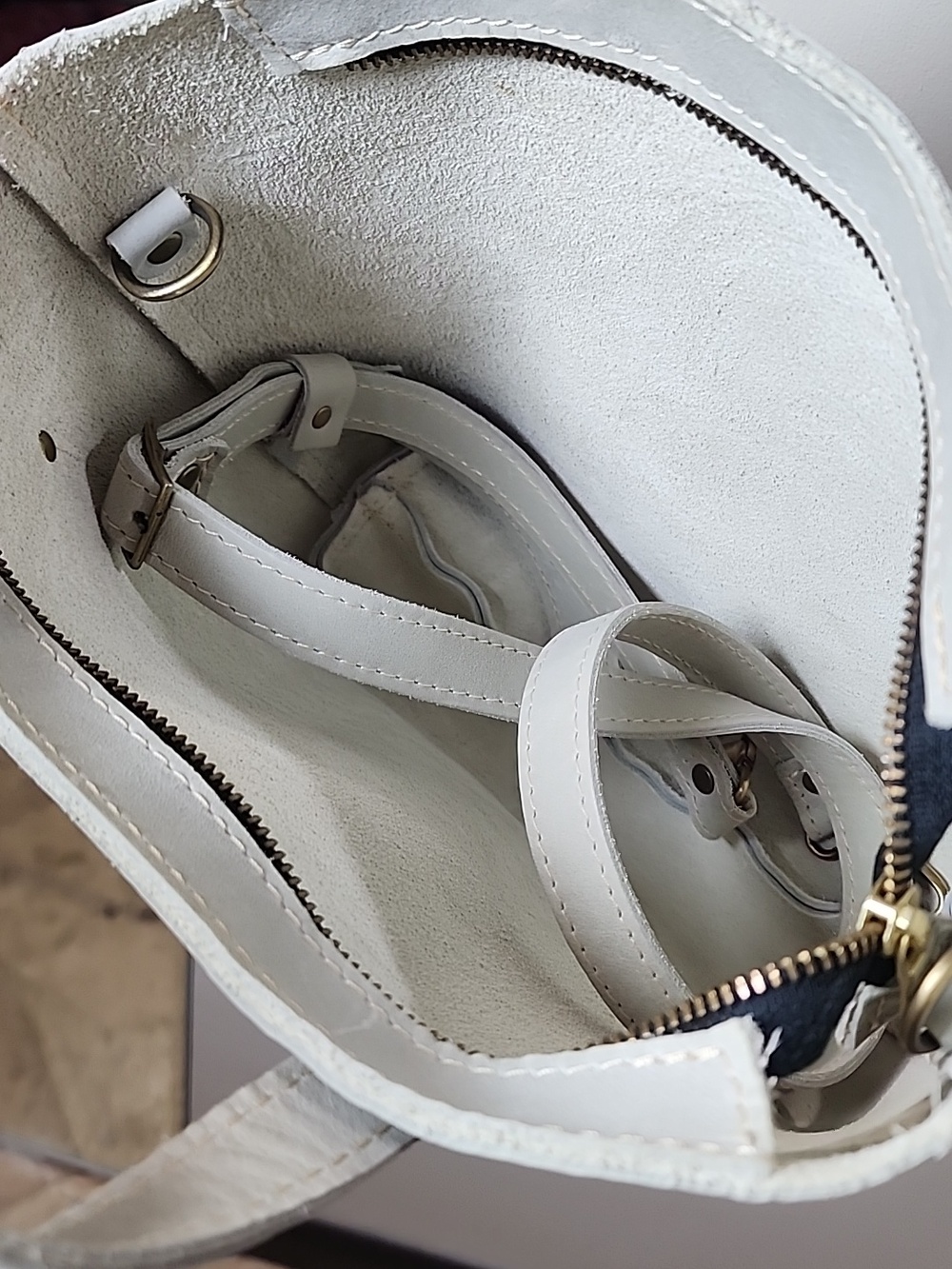 Portland Leather Goods Rare Light Green Satchel Tote Bag Leather Crossbody Purse - Picture 6 of 12